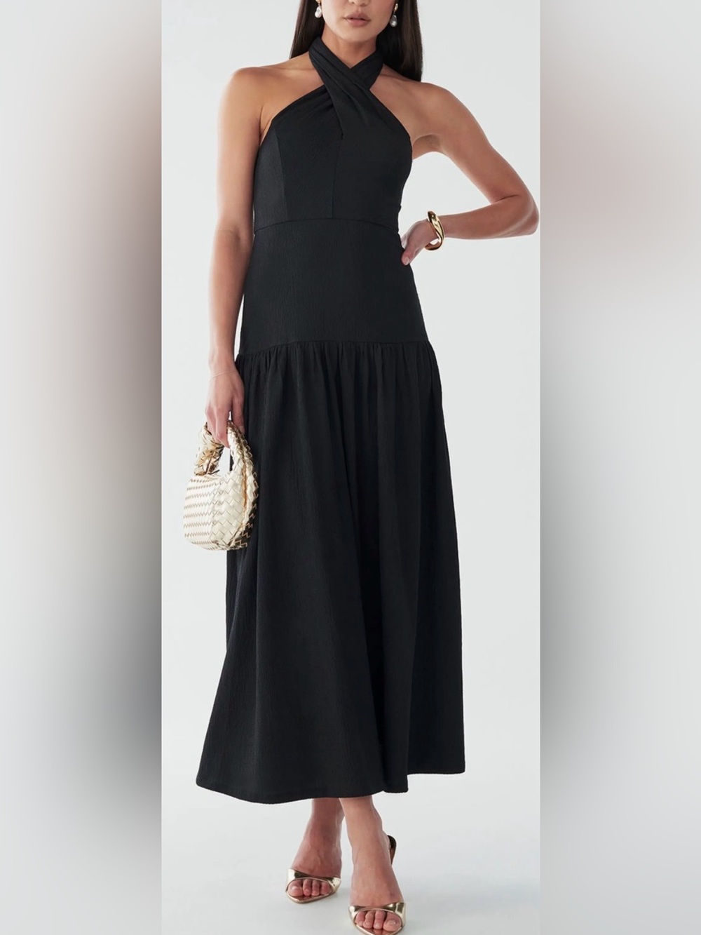 NWT BWLDR Harvi Midi Dress Black Size 4